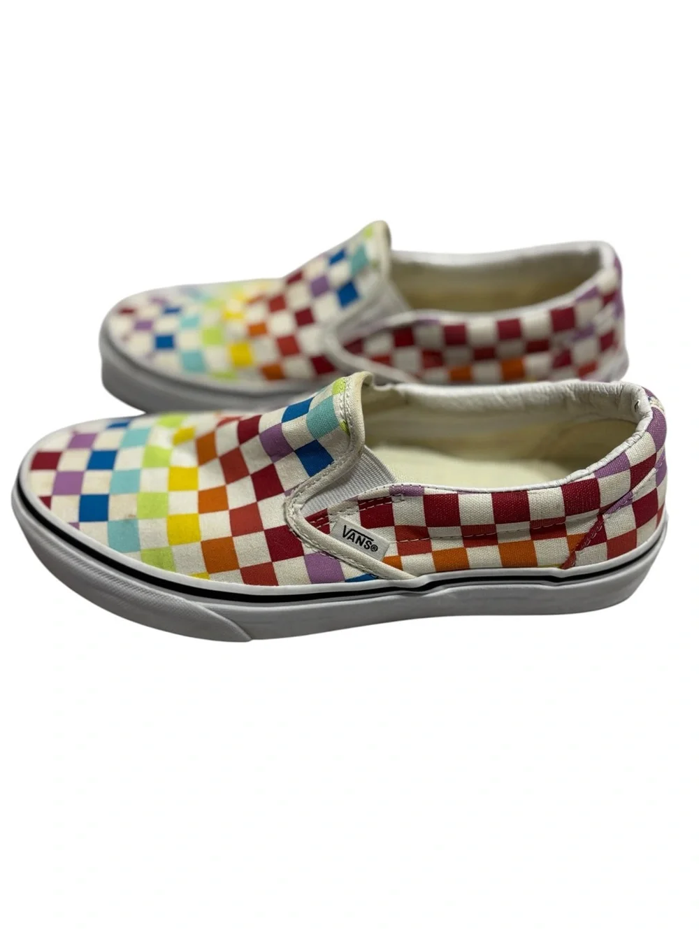 Vans Rainbow Unisex Checker Slip-On Sneakers Men Size 6.5 Women Size 8